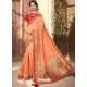 Awesome Orange Silk Wedding Party Wear Sari