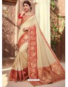 Classy Beige Silk Wedding Party Wear Sari