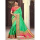 Classy Parrot Green Silk Wedding Party Wear Sari