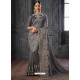 Classy Grey Silk Wedding Party Wear Sari