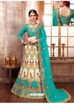 Classy Aqua Mint Heavy Embroidered Wedding Lehenga Choli