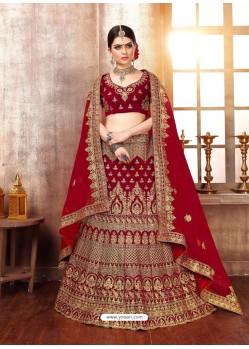 Classy Maroon Heavy Embroidered Wedding Lehenga Choli