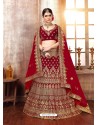 Classy Maroon Heavy Embroidered Wedding Lehenga Choli