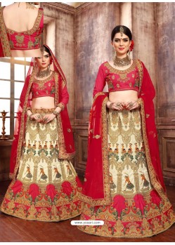 Trendy Red Heavy Embroidered Wedding Lehenga Choli