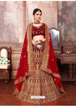 Classy Maroon Heavy Embroidered Wedding Lehenga Choli