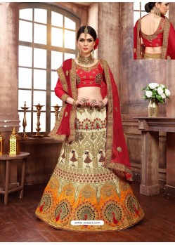 Awesome Multi Colour Heavy Embroidered Wedding Lehenga Choli