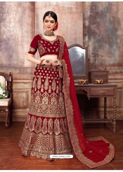 Buy Awesome Maroon Heavy Embroidered Wedding Lehenga Choli | Wedding ...