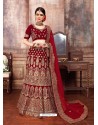 Awesome Maroon Heavy Embroidered Wedding Lehenga Choli