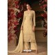 Fabulous Cream Embroidered Straight Salwar Suit