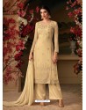 Fabulous Cream Embroidered Straight Salwar Suit