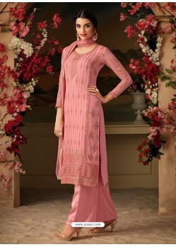 Ravishing Pink Embroidered Straight Salwar Suit