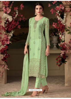 Ravishing Sea Green Embroidered Straight Salwar Suit