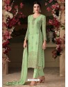 Ravishing Sea Green Embroidered Straight Salwar Suit