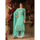 Ravishing Teal Embroidered Straight Salwar Suit