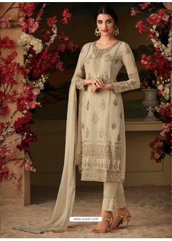 Trendy Dull Grey Embroidered Straight Salwar Suit