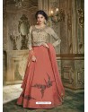 Scintillating Rust Embroidered Designer Anarkali Suit