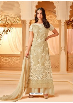 Fabulous Beige Embroidered Palazzo Salwar Suit