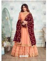 Scintillating Peach Embroidered Palazzo Salwar Suit