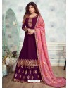 Trendy Wine Embroidered Palazzo Salwar Suit
