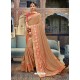 Dashing Cream Silk Wedding Party Wear Sari
