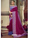 Classy Violet Silk Wedding Party Wear Sari