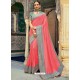 Classy Peach Silk Wedding Party Wear Sari