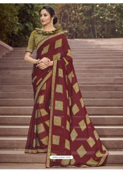 Classy Maroon Georgette Casual Sari