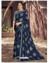 Awesome Blue Georgette Casual Sari