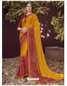 Dashing Orange Georgette Casual Sari