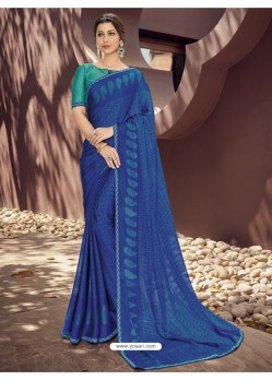 Classy Blue Georgette Casual Sari