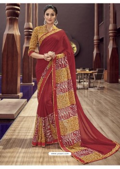 Classy Red Georgette Casual Sari