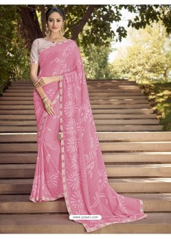 Trendy Pink Georgette Casual Sari
