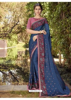 Awesome Blue Georgette Casual Sari