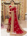 Awesome Red Georgette Bridal Sari
