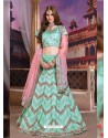 Awesome Sky Blue Heavy Embroidered Party Wear Lehenga