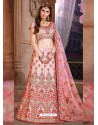 Awesome Light Red Heavy Embroidered Party Wear Lehenga