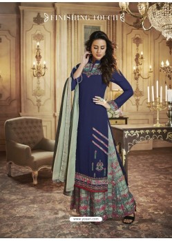 Scintillating Navy Blue Designer Palazzo Salwar Suit