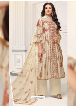 Fabulous Beige Printed Palazzo Salwar Suit