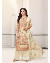 Ravishing Cream Printed Palazzo Salwar Suit