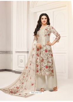 Scintillating Off White Printed Palazzo Salwar Suit