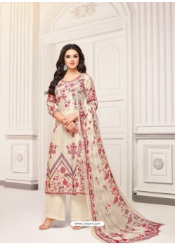 Fabulous Cream Printed Palazzo Salwar Suit