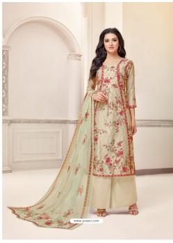 Scintillating Beige Printed Palazzo Salwar Suit