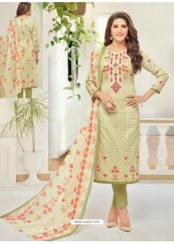 Ravishing Mehendi Embroidered Designer Straight Salwar Suit