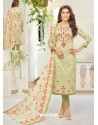 Ravishing Mehendi Embroidered Designer Straight Salwar Suit