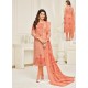 Fabulous Peach Embroidered Designer Straight Salwar Suit