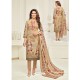 Scintillating Beige Embroidered Designer Straight Salwar Suit