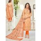 Fabulous Light Orange Embroidered Designer Straight Salwar Suit