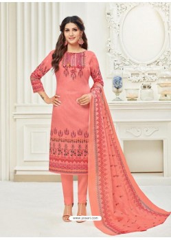 Ravishing Light Red Embroidered Designer Straight Salwar Suit