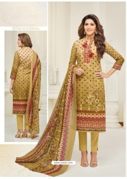 Fabulous Mehendi Embroidered Designer Straight Salwar Suit