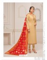 Fabulous Cream Embroidered Churidar Salwar Suit